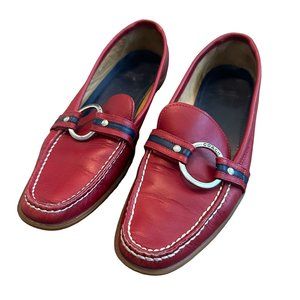 Coach Rylie Red Leather Loafers Skip On Shoes Made in Italy Size 9.5 Women's